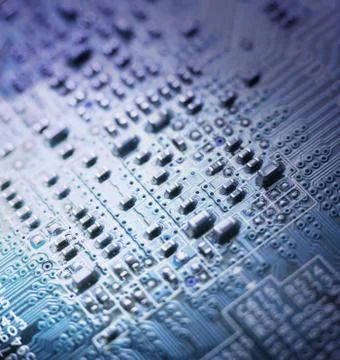 Close up image: electrical circuit board from computer Stock Photos