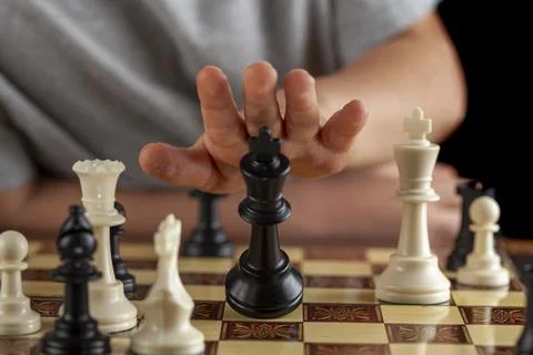 Close up image of the end of a chess came where the losing player resigns by  Stock-Fotos