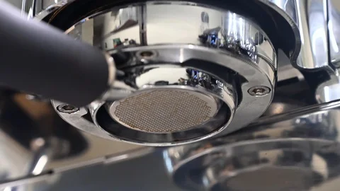 Close up image of espresso coffee brewing Stock Footage 124657866