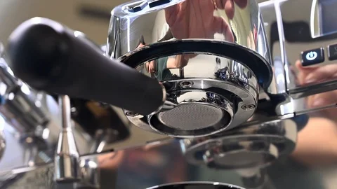 Close up image of espresso coffee brewing Stock Footage 124657878