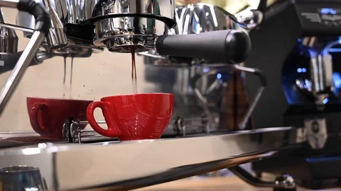 Close up image of espresso coffee brewing Stock Footage 124658149