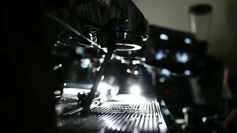 Close up image of espresso coffee brewing Stock Footage 130439712