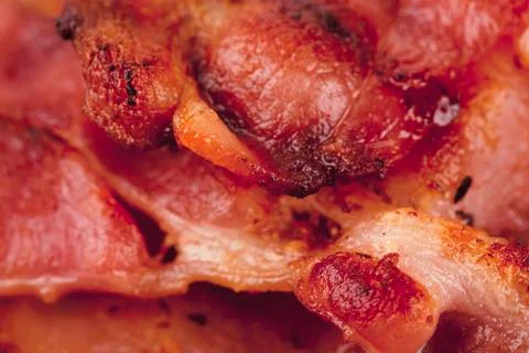 Close up image of fried bacon Stock Photos