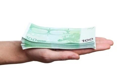 Close up image of hand taking several bills Stock Photos