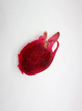 Close up image of interior of dark pink dragon fruit or pitaya Stock Photos