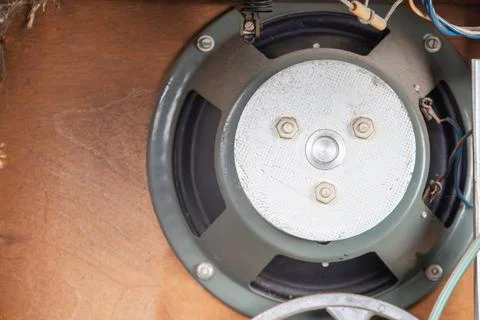 Close-up image of an internal component from an old tube radio, predominant.. Stock Photos