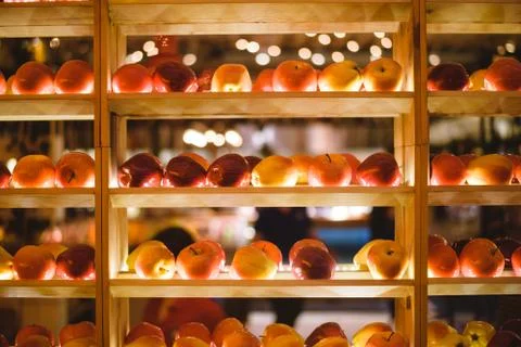 Close-up image from a Kitchen Interior Scene with fruits and vegetables Stock Photos