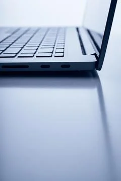 Close up image of laptop on isolated background. Stock Photos
