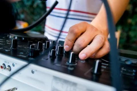 Close-up image of mixing console Foto stock