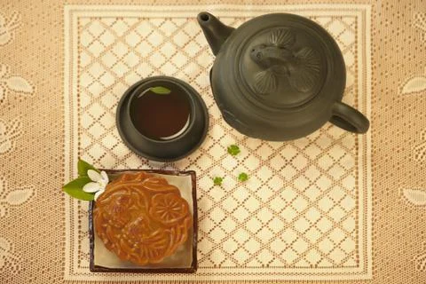 Close up image of mooncake Stock Photos