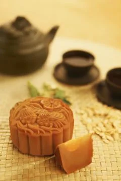 Close up image of mooncake Stock Photos