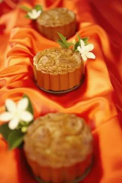 Close up image of mooncake Stock Photos
