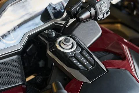 Close-up image of a motorcycle dashboard with ABS, Oil and Turn Signal Lights Stock Photos