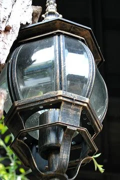 Close-up image of an old classic style glass lamp house Stock Photos