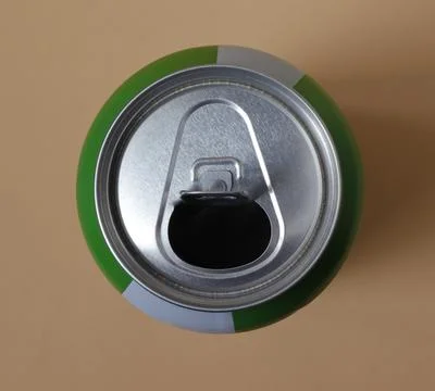 Close-up image of an open can of drink. Foto stock