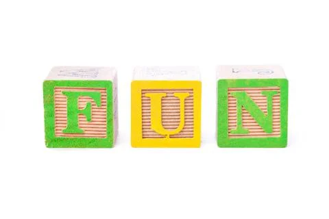 Close up image of playing cubes forming a word Stock Photos