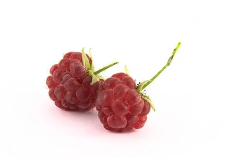 Close-up image of a raspberry on a white background. Stock-Fotos