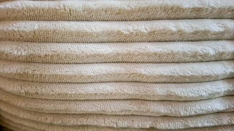 Close-up image of soft textured fabric with horizontal stripes 스톡 사진