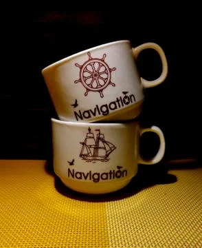 Close image of stylish tea coffee cup. Stock Photos