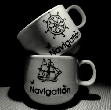 Close image of stylish tea coffee cup. Foto stock