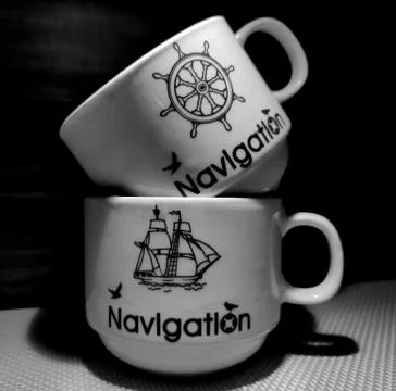 Close image of stylish tea coffee cup. Foto stock