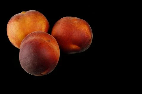 Close-up image of three Black Prince peaches. Foto stock