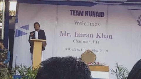 Close up of Imran khan giving speech Stock Footage 83424188