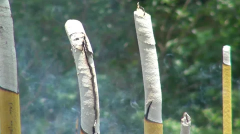 Close up Incense sticks burning Stock Footage 39742335