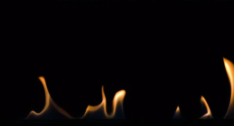 Close up of the increasing fire flame of the fireplace on black background 4K Stock-Footage 46044667