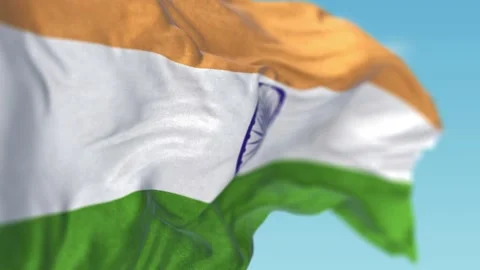 Close up of India flag waving in slow motion Stock Footage 153919646