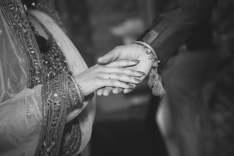 Close up of Indian couple's hands at a wedding Stock Photos
