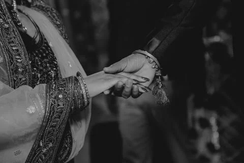 Close up of Indian couple's hands at a wedding Stock Photos