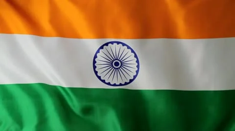 Close-up of a Indian flag waving Stock Footage 10701202