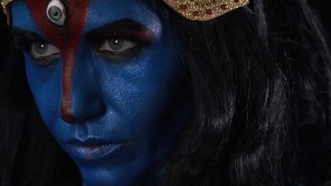 Close up of an indian goddess Kali with the third eye Stock Footage 115828521