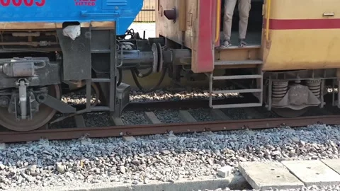 Close-Up of Indian Train Wheels and Bogie on Railway Track Stock Footage 323902908