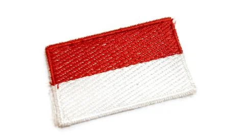 Close up of Indonesian Flag Patch. Isolated on White Background Stock Photos