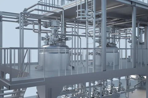 Close up industrial background with reactors pipes engines Illustrazione stock