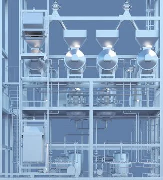 Close up industrial background with reactors pipes engines Stock Illustration