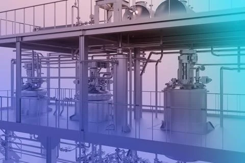 Close up industrial background with reactors pipes engines Stock Illustration