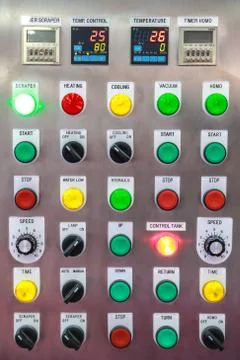 Close up industrial control panel Stock Photos