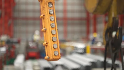 Close-up of industrial crane control panel with directional buttons Video stock 317902630