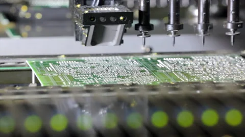 Close-up Of Industrial Equipment Making Electronic Circuit Board Stock Footage 130844542