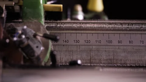 Close-Up Of An Industrial Flat Bed Knitting Machine Stock Footage 300664453