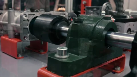 Close-up of industrial machine components metal shaft, bearing and housing units Stock Footage 311042933