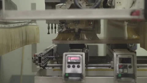 Close up industrial machine robot automation work with melamine in factory Stock Footage 151873583
