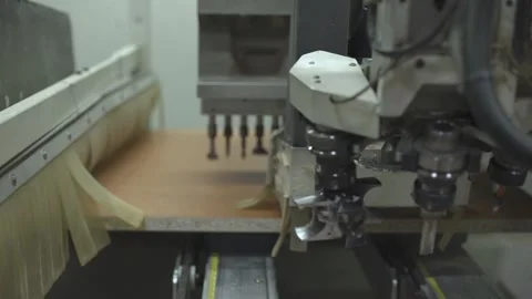 Close up industrial machine robot automation work with melamine in factory Stock Footage 151873833
