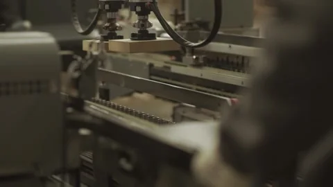 Close up industrial operator serial work with melamine in factory Stock-Footage 151873280