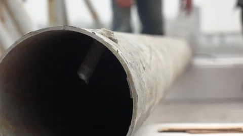 Close Up Industrial Pipe Installation With Workers in Factory Interior Video stock 334079920