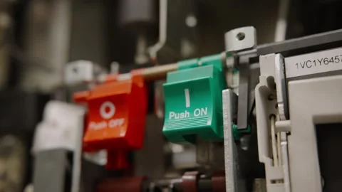 Close-Up of Industrial Push Button Panel for Equipment Control Video stock 316711254
