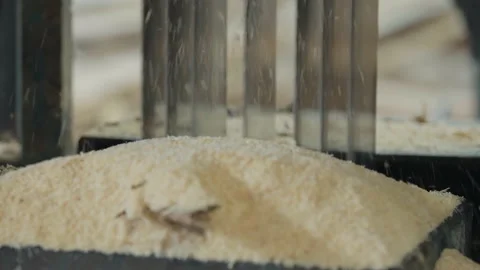 Close Up Of Industrial Saw Machine Processing Material For Lumber Production Stock Footage 218474661